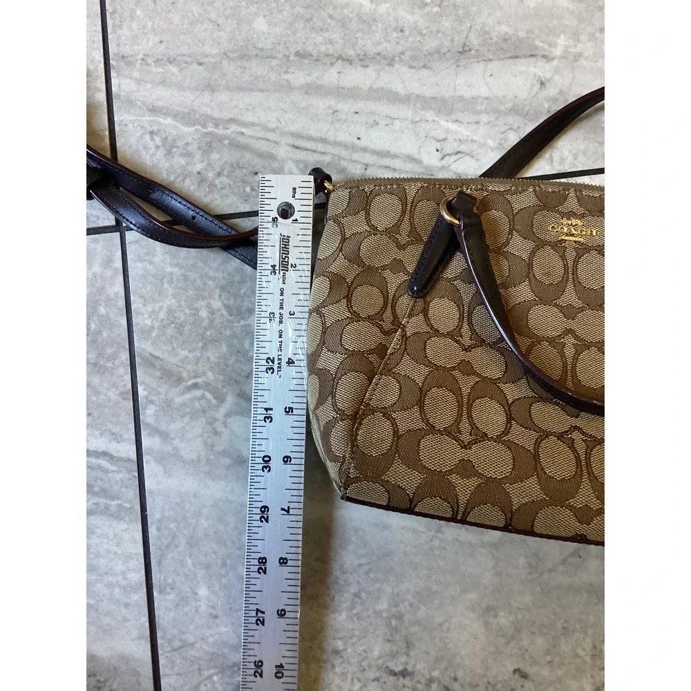 Coach Kelsey Satchel Signature Jacquard Canvas Brown Crossbody Bag F27580